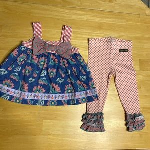 Matilda Jane Dress w Ruffle leggings, Sz 12-18 mo